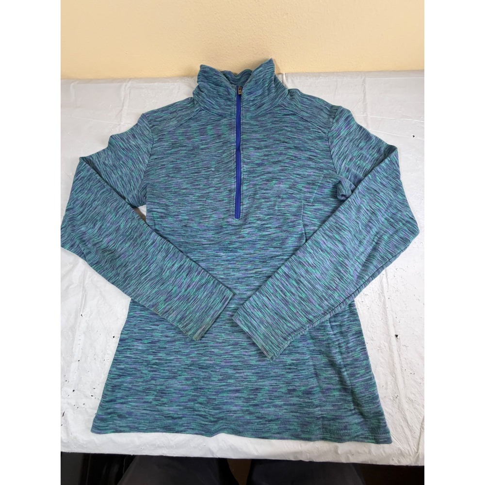 Columbia Womens Space Dye Quarter Zip Pullover Teal Blue Purple Size Medium